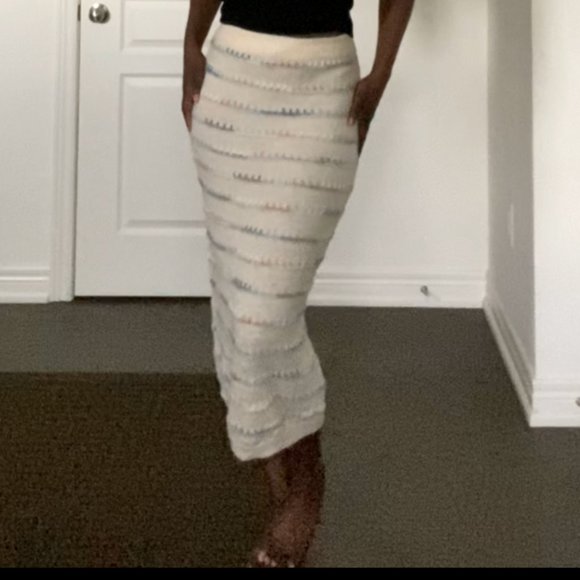 Beige Knitted Midi Skirt - Picture 1 of 3